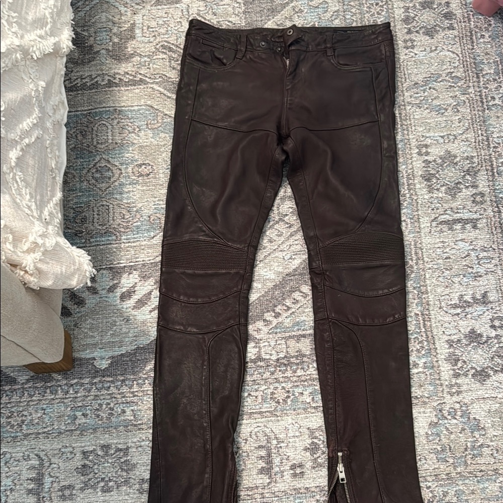 All Saints Chocolate Leather Trousers